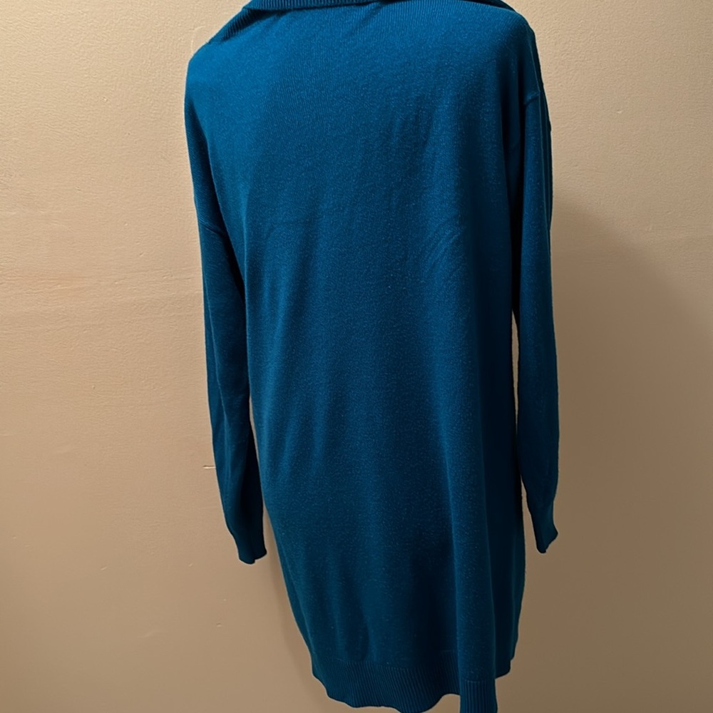Beautiful Soho turquoise asymmetrical tunic sweater with cowl neck - Picture 4 of 5